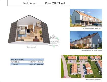 114m2 28m2 poddasza, ogród, salon od południowej strony