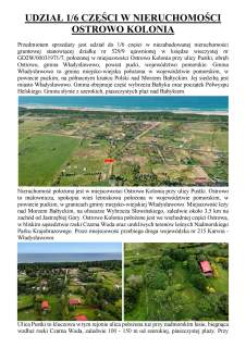 Syndyk sprzeda działkę Ostrowo Kolonia