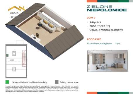 Dom z ogrodem 80,57 m 2 miejsca w cenie