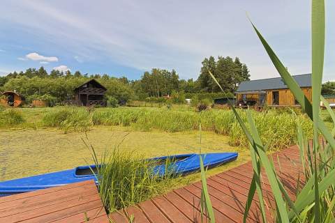 Dwa domki nad jeziorem, sauna, bania, basen, staw