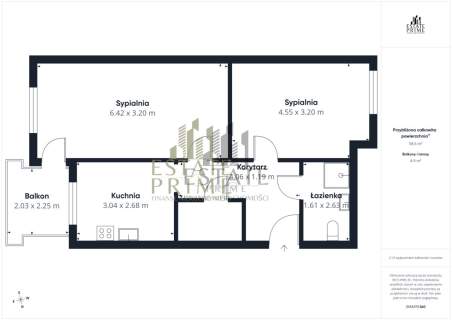 Na sprzedaż 2 pokoje, 58 m2, 1 piętro