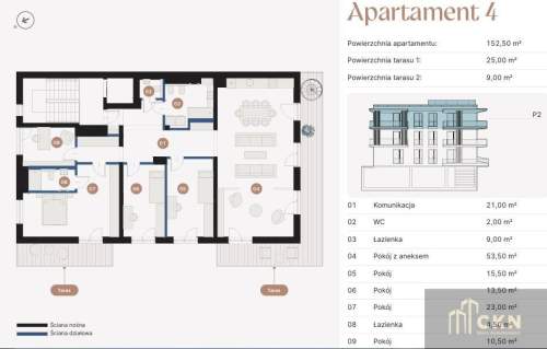 BRONOWICE - 152,50 m2 - TARAS NA DACHU 70 m2