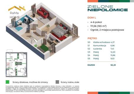Dom z ogrodem 111,56 m 2 miejsca w cenie