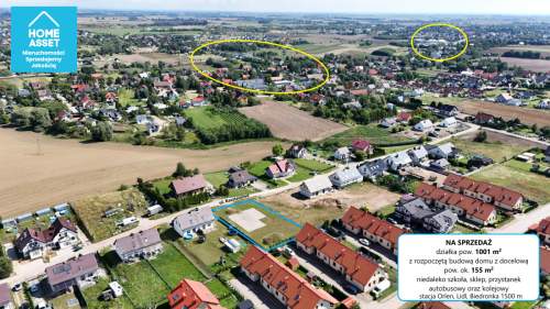 Działka 1001 m z rozpoczętą budową domu 155 m2