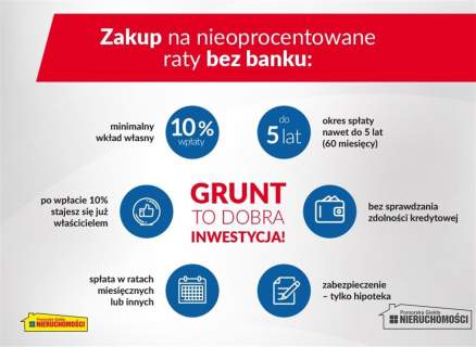 Działki budowlane Raty 0% bez banku Parsęcko