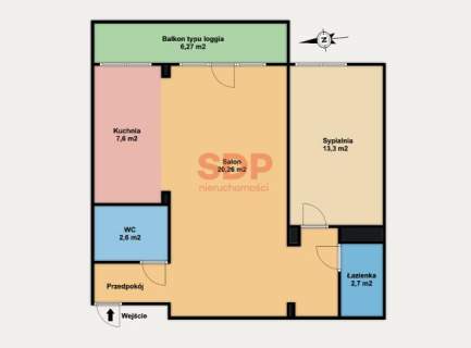 2 pokoje 51,83 m2 Balkon typu loggia Piotrkowska