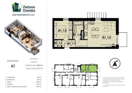 Nowe mieszkanie 49m2 A3 Koszęcin Zielone Osiedle