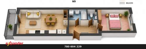 46,39m2 2pokoje balkon RUMIA bez PROWIZJI