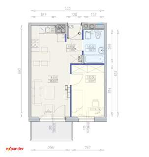 2-pokojowe mieszkanie z balkonem 35,7 m 