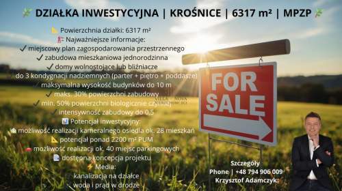 KROŚNICE 6317 m MPZP 7 Budynków 28 mieszkań