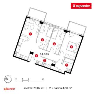 Gotowe 4-pokojowe 70 m 2 balkony, 3. piętro