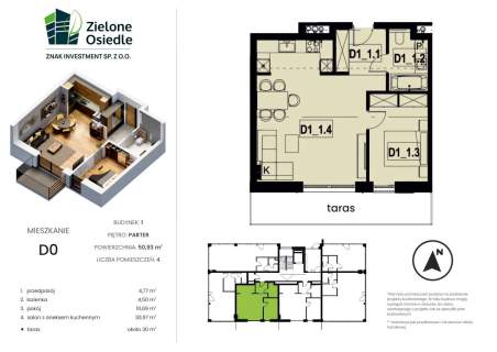 NOWE Mieszkanie na parterze 51m2 taras KOSZĘCIN