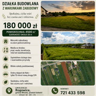 Piękną działka budowlana z WZ, blisko lasu na południowym zboczu