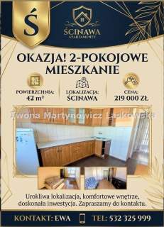 2 pokoje, 42m2, zadbane osiedle, Ścinawa
