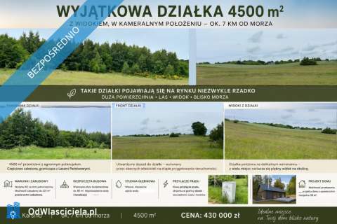 Działka 4500 m , 7 km od morza WZ, rozpoczęta budowa, prąd, stu