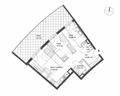 3-pok. apartament z tarasem i widokiem na centrum