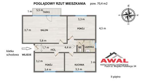 Atrakcyjne 3-pokojowe mieszkanie w Pucku