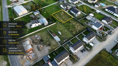 działka, 730m2 Wilkowice, 75m od drogi asfaltowej