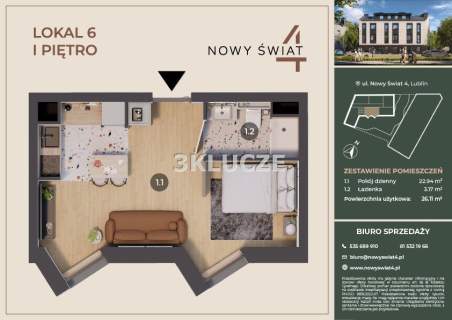 Jednopokojowy apartament nr 6   Nowy Świat 4