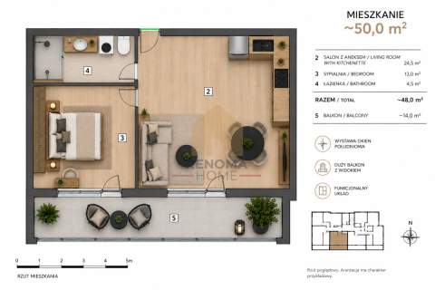 2 pokoje/Księcia Witolda 46/ogromny balkon/Klima