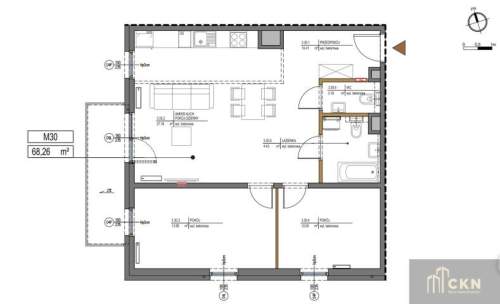 Mieszkanie na sprzedaż, 68,26 m2, Kraków