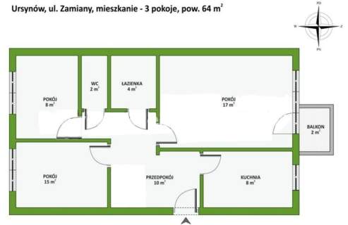 BEZPOŚREDNIO 3 osobne pokoje 63 m2 po remoncie nowe meble Ur