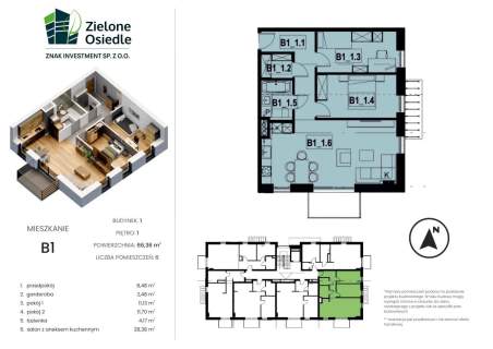 Nowe mieszkanie 66m2 Zielone Osiedle Koszęcin B1