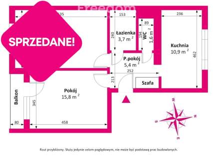 Słoneczne mieszkanie 56m2 z parkingiem