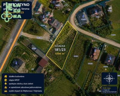 Przetoczyno, działka 1094 m2, blisko Trasy Kaszubskiej, MPZP