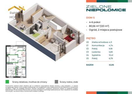 Dom z ogrodem 80,57 m 2 miejsca w cenie