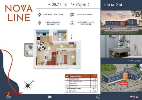Nova Line / Metraże od 36,68 do 88,45 m / tarasy do 30,45 m