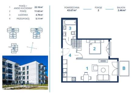 43m2 2 pok balkon Ruczaj