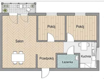Mieszkanie 48m2, 3 pokoje, balkon Zaodrze