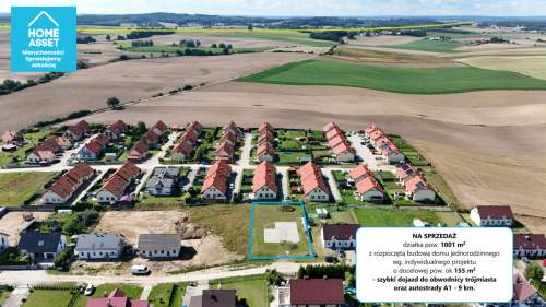 Działka 1001 m z rozpoczętą budową domu 155 m2