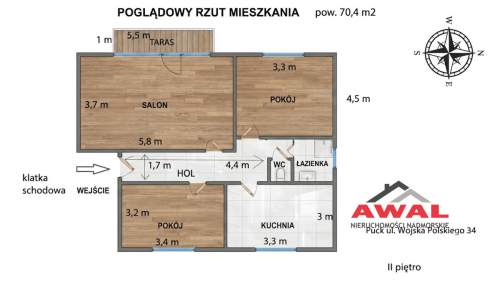 Atrakcyjne 3-pokojowe mieszkanie w Pucku