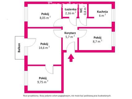 4 pokoje w centrum Koła balkon duży potencjał