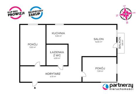 słóneczne 3 pokoje z balkonem