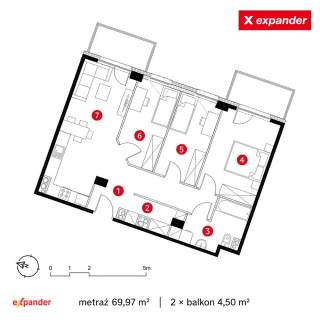 Mieszkanie 4-pok. z 2 balkonami, stan deweloperski