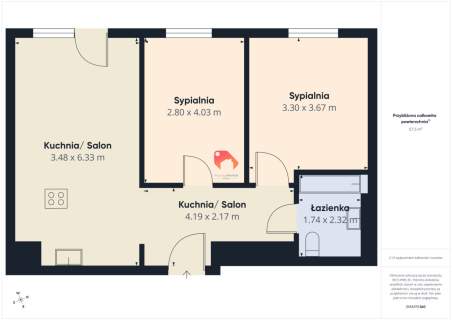 Apartament, Osiedle Paryskie 3 pokoje, 57m2