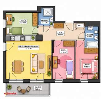 Smart Home 4 pokoje Balkon Wielki Kack