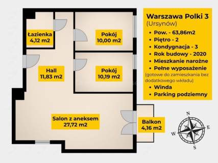 3 pok. 63,86m ul. Polki 3 Wejdź i zamieszkaj 