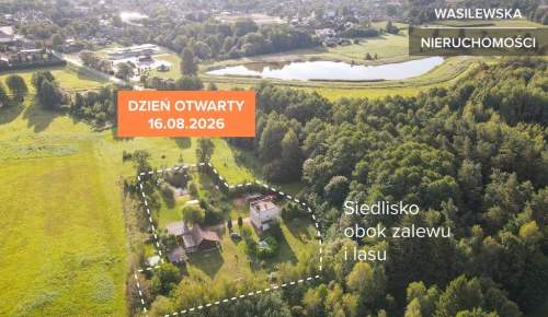Siedlisko 2 domy, budynki gospodarcze, staw