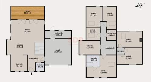 6 sypialni, 2 auta w garażu, działka 862m2