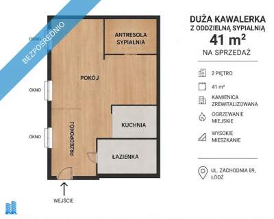 41 m 2 pokoje Po remoncie Parking Centrum Łodzi SUPER P