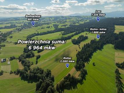 Działka budowlana i działki rolno-leśne Czerwienne