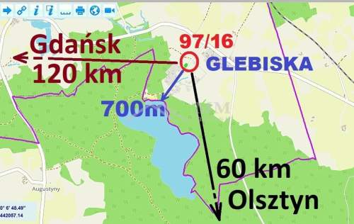 Działka rekreacyjna k. jeziora na Warmii, 1085m2
