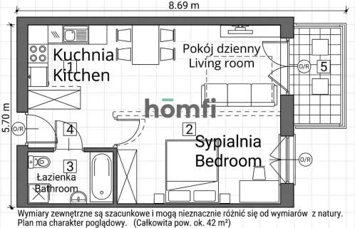 Nowoczesne 2 pokoje z balkonem - ul. Dąbska