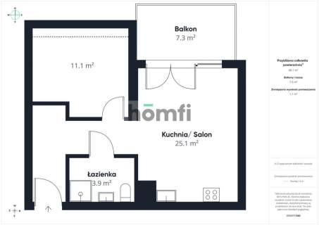 Nowoczesne 2 pokoje mieszkanie z dużym balkonem