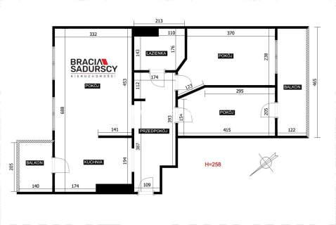3 pok 51 m2 dwa balkony / Dębniki Ruczaj