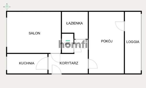2 pokoje z oddzielną kuchnią 1 piętro loggia
